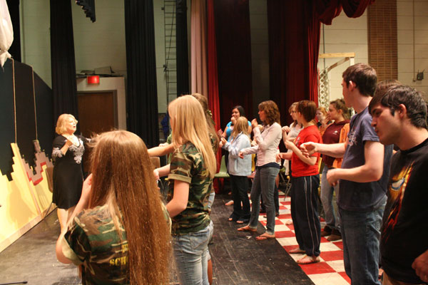 Kathy Gaver working with students